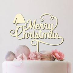 Cliths "Merry Christmas" Cake Topper Wooden Personalized Holiday Decor for Weddings, Birthdays & Xmas Parties