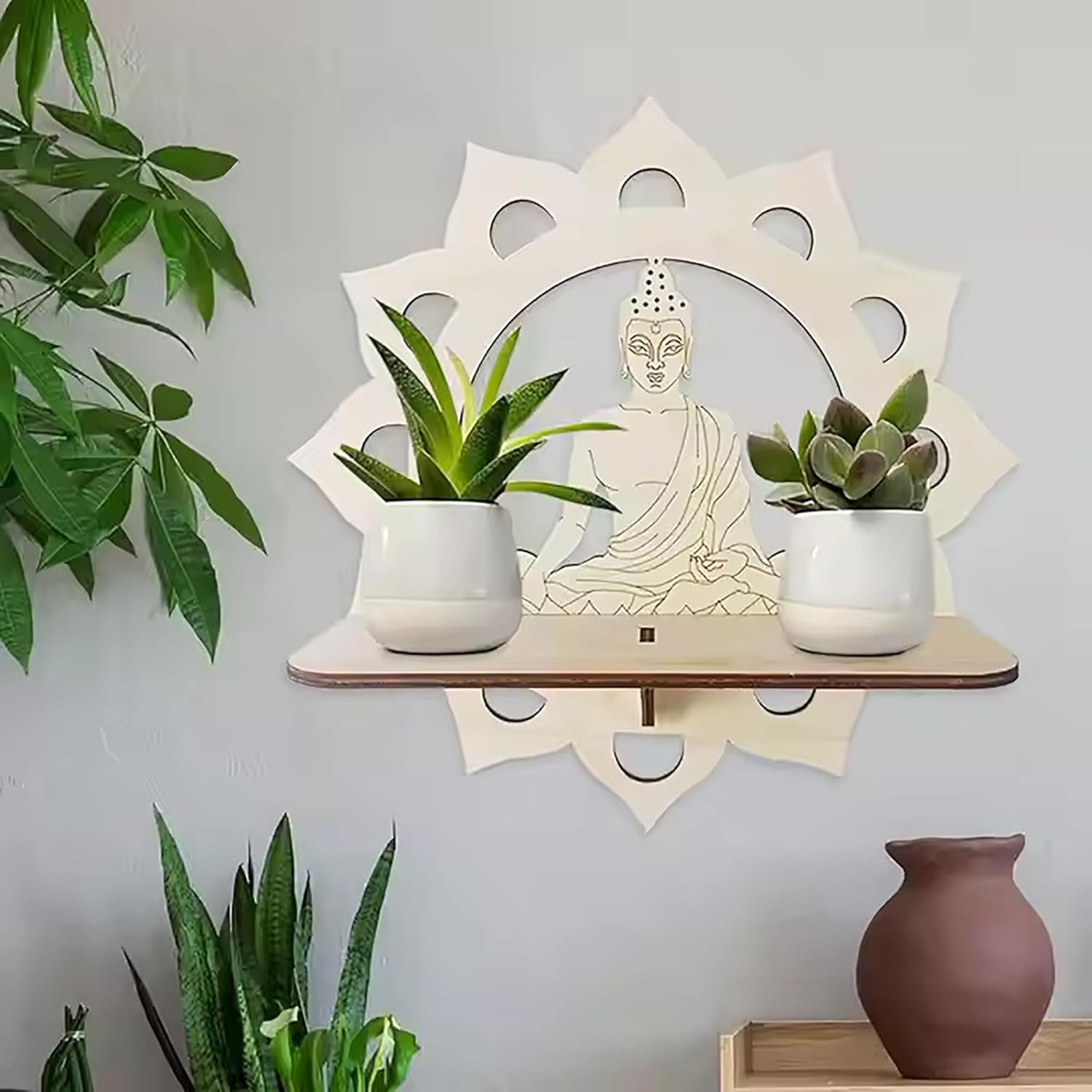 Craft Wooden Buddha Pendant for Wall Decoration