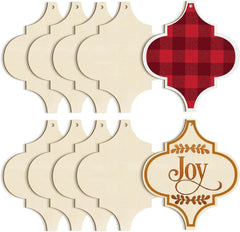 American Elm 10 Pcs Unfinished Wide Bulb Ornaments DIY Craft Kit Christmas Decor Paintable Blank MDF with Cutout Designs