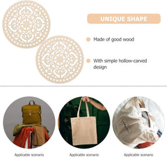 American Elm 2 Pack Wooden Basket Bottoms Round MDF Crochet Base for DIY Knitting & Storage Bags Craft Supplies
