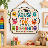 in this house it is okay to be different kids wall decor