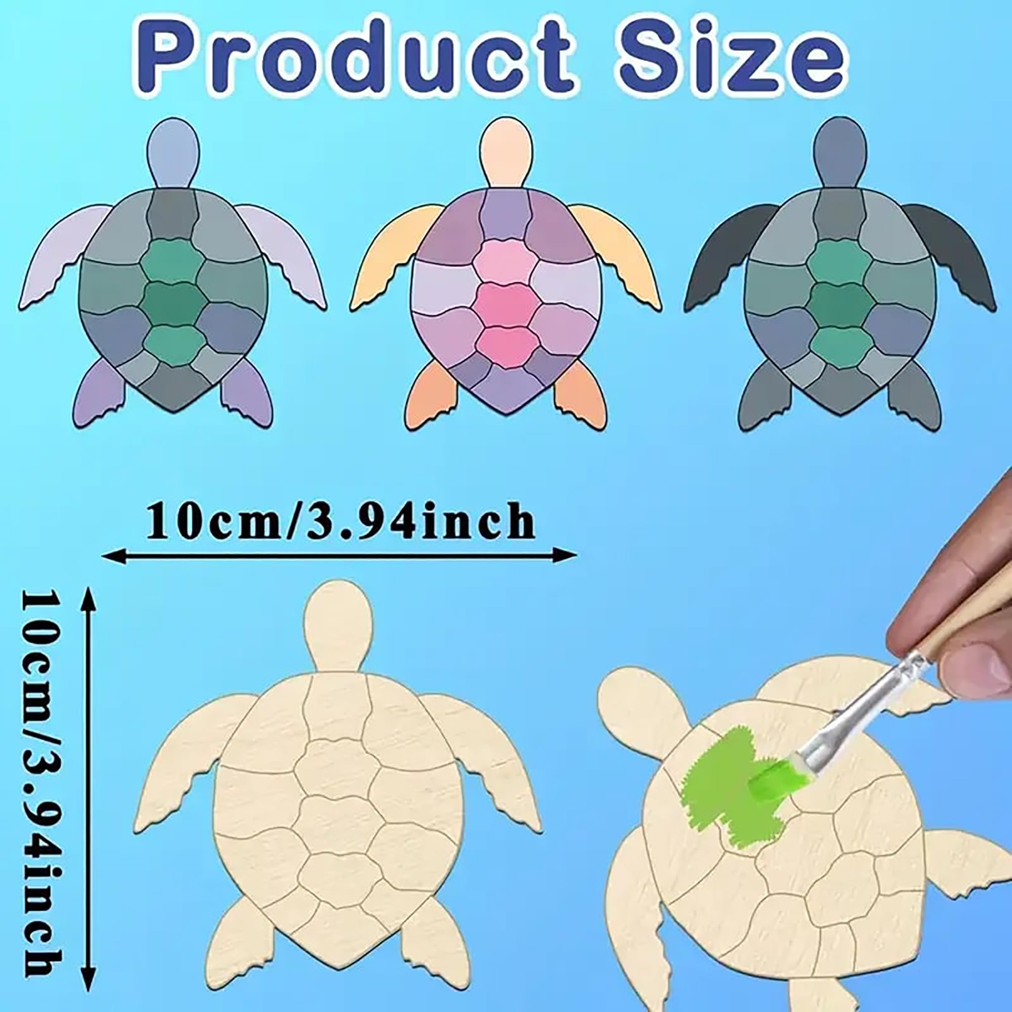 bulk pack wood sea turtle cutouts with rope for hanging