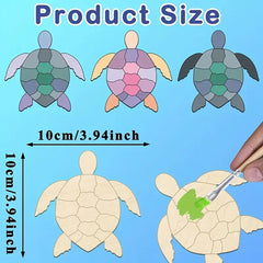 bulk pack wood sea turtle cutouts with rope for hanging