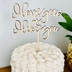 Cliths Wooden "I Love You & I Like You" Cake Topper MDF Rustic Wedding & Valentine's Decor Romantic Couples Gift