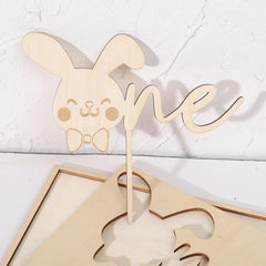 Cliths Wooden Bunny "One" Cake Topper 1st Birthday & Easter Decor Some Bunny Is One Rustic Kids Cake Decoration