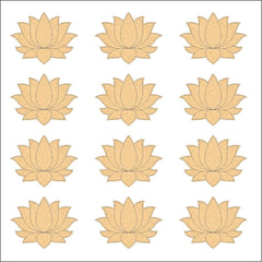 Repeating pattern of beige lotus flowers on a white background