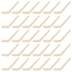 Multiple wooden hockey sticks arranged in a grid on a white background