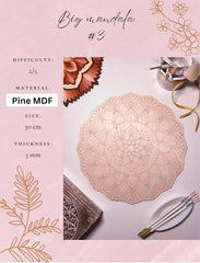 American Elm Laser-Cut Mandala Art Board Intricate Pre-Marked Design Art& DIY Painting Panel Good MDF Wall Decor