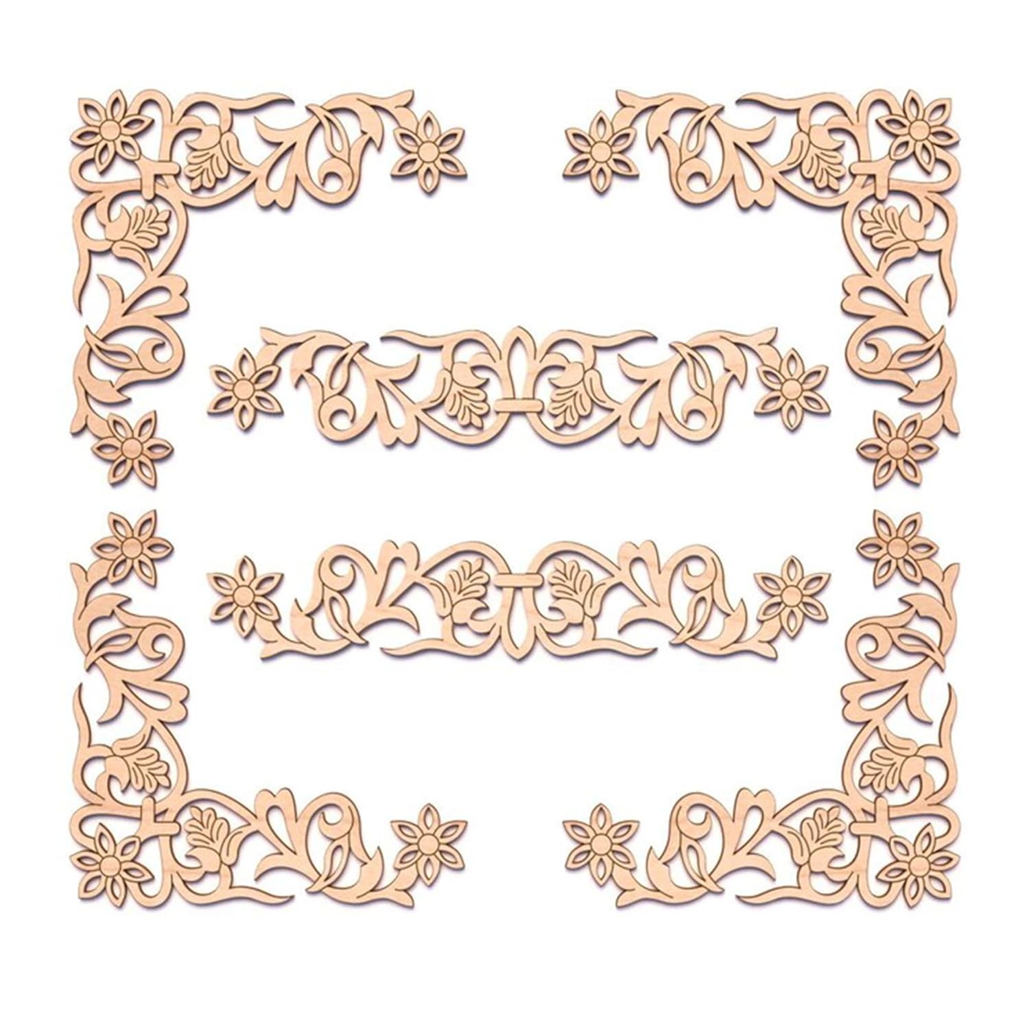 Decorative floral frame cutout on a white background