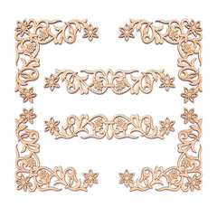 Decorative floral frame cutout on a white background