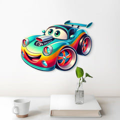 fun cartoon car 3d mdf art as a unique kids' birthday gift