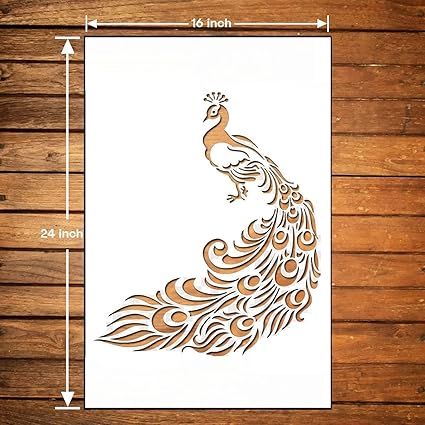 indian peacock pattern stencil template