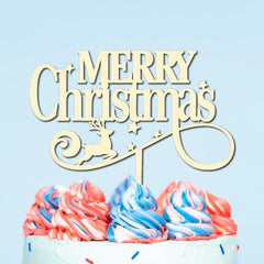 Cliths "Our First Christmas" Cake Topper Wooden Keepsake Decor for Newlyweds, Engagements & Holiday Birthdays