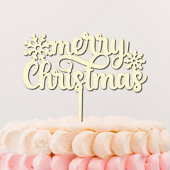 Cliths "Merry Christmas" Keepsake Cake Topper Rustic Wooden Holiday Decor for Xmas & Festive Parties