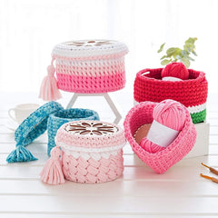 Cliths 3 Pcs Circular Wooden Basket Base Crochet Knitting Bag Bottom for Yarn Storage, DIY Craft Supplies MDF with Holes