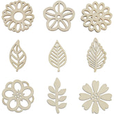 Set of floral and leaf-shaped cutouts on a white background