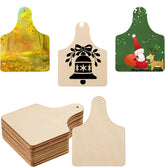 American Elm 60 Pcs Unfinished Wood Cow Ear Tags DIY Craft Kit Farmhouse Labels with Holes