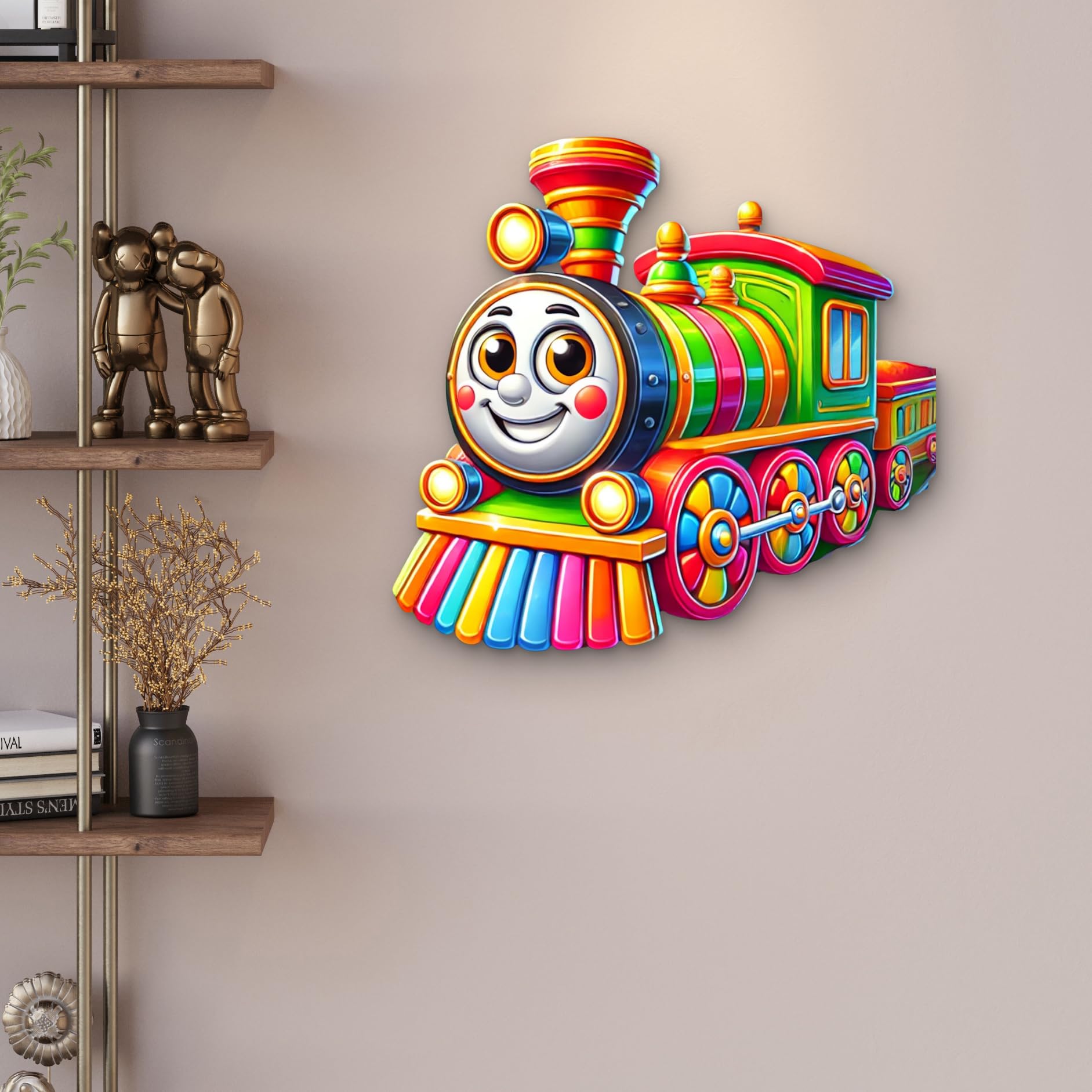 printed mdf locomotive cutout for children's playroom