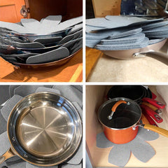 Cliths 6 Pcs Pot Protectors 3 Size Set for Stacking Cookware Anti-Slip Felt Dividers Protects Ceramic & Glass Pans Gray