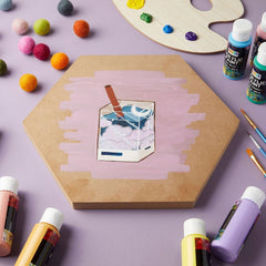 Whittlewud 3 Pack Hexagon MDF Boards Craft Panels DIY Painting, Decoupage & Lippan Art