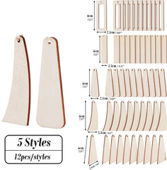 American Elm 60 Pcs Sublimation Wood Earring Blanks Kit 5 Styles MDF Unfinished DIY Jewelry Making Supplies for Women