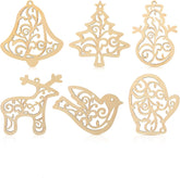 Set of gold Christmas-themed cutout decorations on a white background