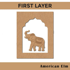 American Elm Pack of 2 Wooden Elephant Jharokha Pre-Marked MDF Craft Shapes 12 Inch Unfinished Wood Cutouts for DIY Painting | MDF Jharokha