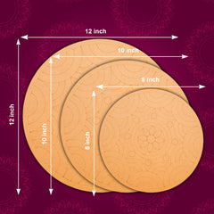 American Elm 3-Piece Art Board Set Pre-Marked MDF Circles for Lippan, Mandala & Art DIY Indian Craft Kit