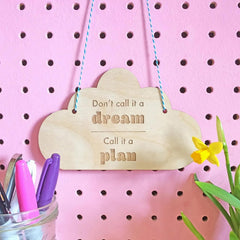 Cliths Motivational Cloud Wall Art Wooden Dream to Plan Quote Sign