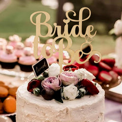 Cliths Wooden Bride Cake Topper Elegant Bridal Shower Cake Decor, Wedding, MDF "Bride" Sign for Wedding Parties