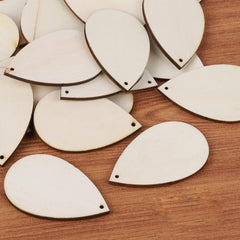 Cliths 30 Pcs Teardrop Wood Earring Blank Unfinished MDF Pendants for Jewelry Making & DIY Crafts (Lightweight, Beige)