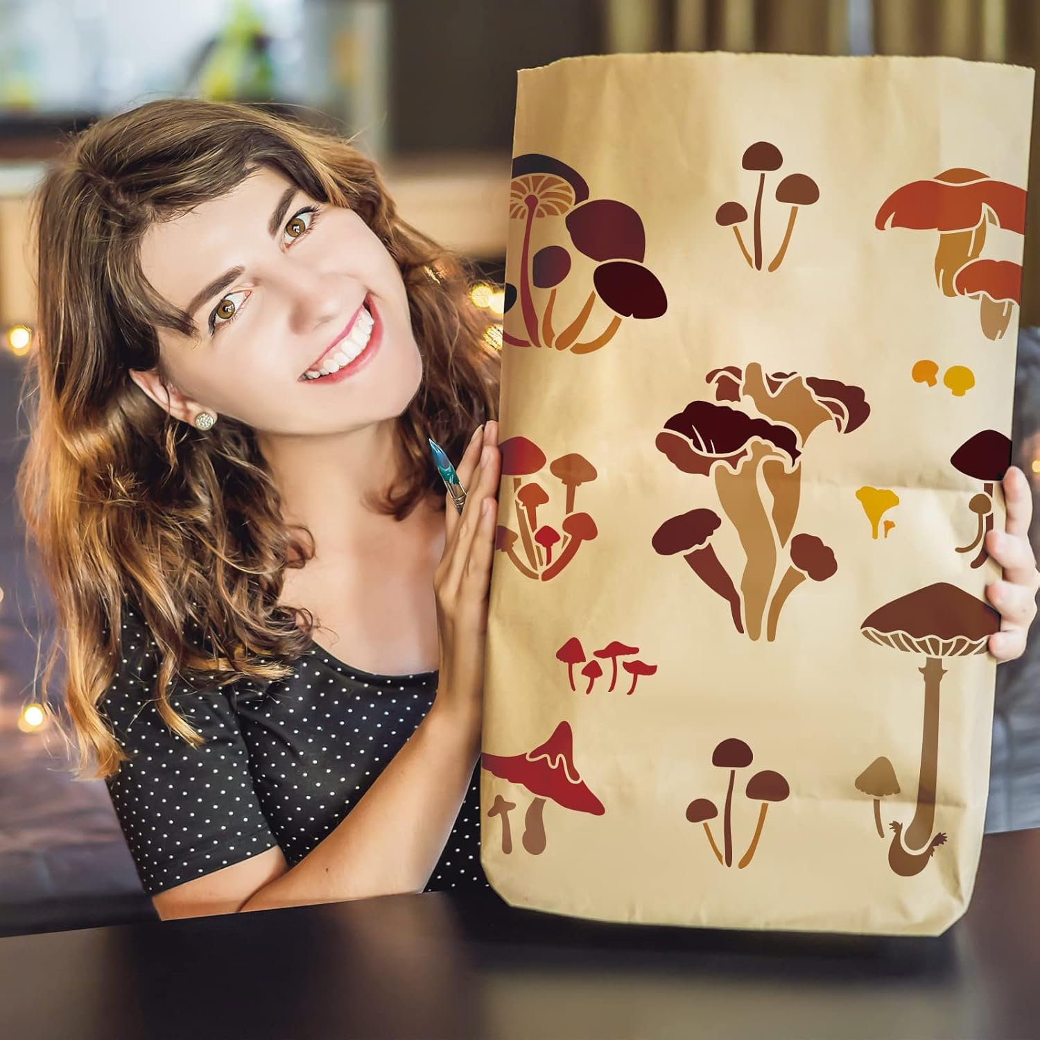 mushroom stencil for wood furniture painting