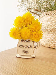 American Elm 10 Pcs Wooden Mothers Day Flower Craft Kit Wooden Cutouts and Unfinished Wood, Flower