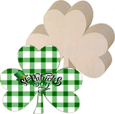Green checkered shamrock with 'St. Patrick's Day' text on a white background