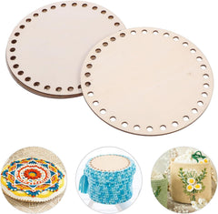 American Elm 4-Pack Wooden Crochet Basket Bottoms MDF Weaving Bases with Pre-Drilled Holes for DIY Baskets, Storage & Crafts