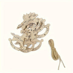 American Elm 10 Pcs Wooden Heart Carousel Shape DIY Craft Cutouts Hanging Ornaments for Paintings, Handicrafts, Birthday Party Decor Unfinished MDF Decorations for Kids