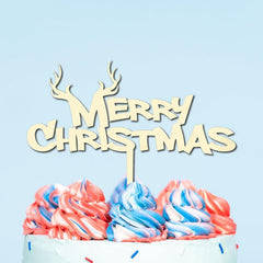 Cliths "Merry Christmas" Cake Topper Wooden Holiday Party Decor for Birthdays, Anniversaries & Xmas Celebrations