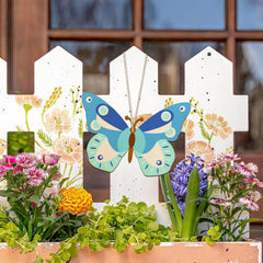 American Elm 10 Pcs Unfinished Wood Butterfly Ornaments DIY Craft Kit Round Discs for Hanging Decor