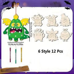 Unfinished wooden monster shapes for Halloween crafts