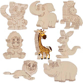Set of wooden animal puzzles on a white background