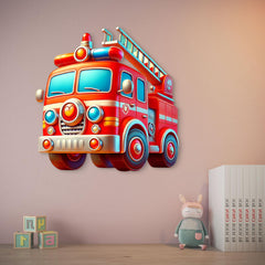 removable 3d mdf fire truck cutouts for nursery décor