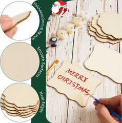 60 PCS Unfinished Wood Cutouts for Crafts - DIY Natural Wood Ornaments & Decorations
