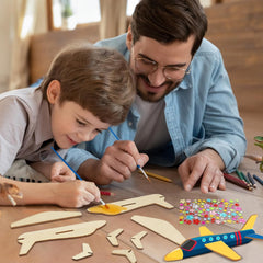 American Elm 12 Pack Wooden Airplane Craft for Kids Make Your Own 3D Airplane kit for Boys Girls DIY Paint Wood Planes