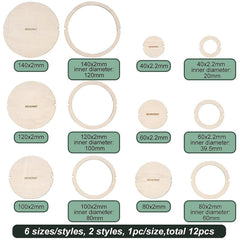 American Elm 12-Piece Macrame Ring MDF Cutting Guides for Perfect Wall Hangings & Crafts - 6 Dual-Layer Sets