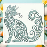 cat scene stencil for diy art and craft