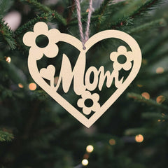 Cliths 20 Pcs Wooden MOM Heart Cutouts DIY Hanging Ornaments for Mother's Day Decor, Crafts MDF Unfinished Craft Blanks