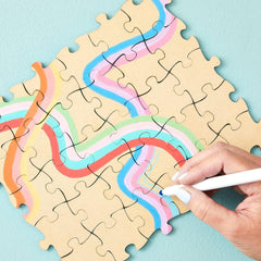 Cliths 100 Blank Wooden Puzzle Pieces Jigsaw Crafts DIY Customizable Art Projects Painting Blanks