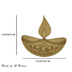Cliths Pack of 12 Diya Cutouts for Diwali Decoration MDF Pre Marked Easy to Paint DIY Craft Art Hindu Festival Decor Kids Activity