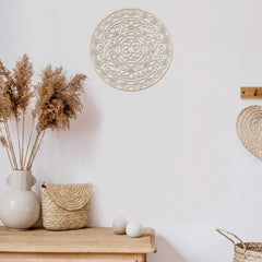 American Elm Mandala Wooden Wall Art Floral Oriental Design in Birch Plywood, Rustic Decor