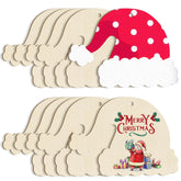 Set of Christmas-themed gift tags with Santa Claus design on a white background